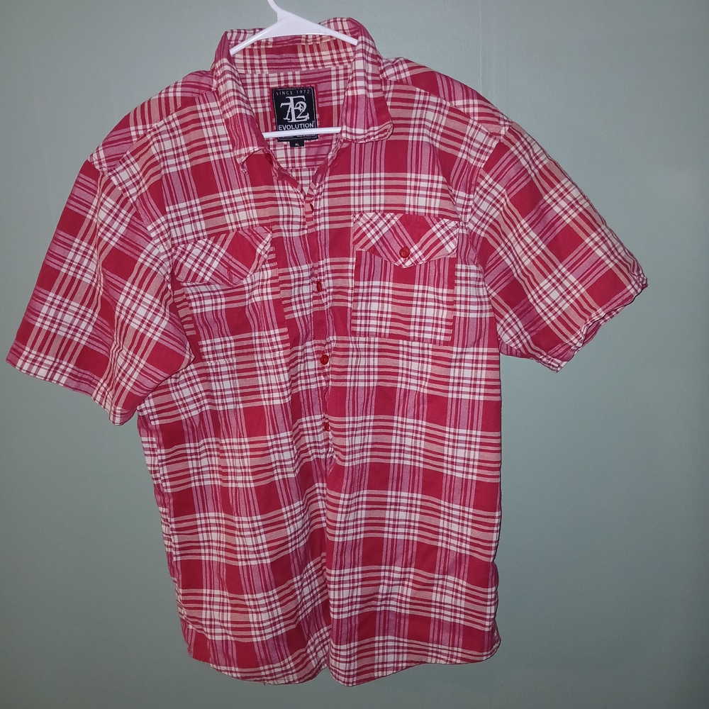 12 Twelve Red Plaid Men's Casual Shirt